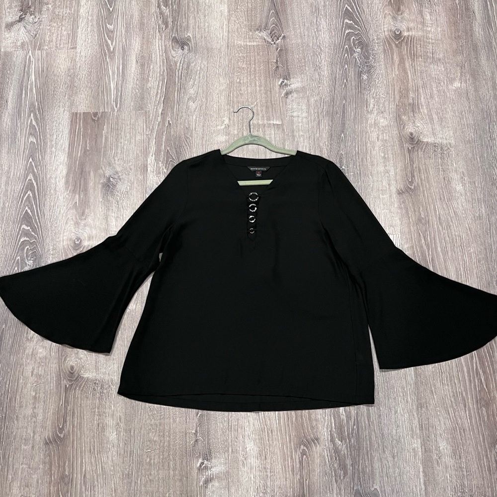 Top, Black, Bell Sleeves